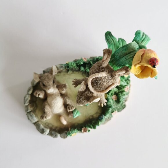 Waterslide Cute Mice Spring Flowers Fitz & Floyd Charming Tail Mouse Ladybug - Picture 10 of 10